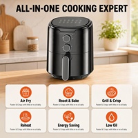 Friteuse à air mécanique 1300W 4.2L sans huile, panier antiadhésif, machine à frire les aliments sans huile