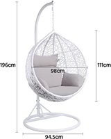 Balançoire œuf suspendue en rotin PE bon marché avec support pour coussin chaise balançoire suspendue en osier pour intérieur et extérieur