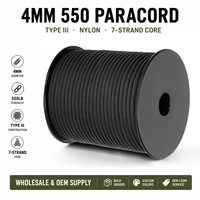 Fabricant de cordons de parachute en nylon tressé Paracord 550 Type III 2mm 3mm 4mm 5mm sur mesure en gros