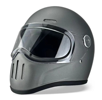 Nouveau casque de moto rétro en fibre de verre - Rouge/blanc classique - Prêt à l'emploi - Certifié DOT et 3C - Direct usine