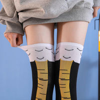 Chaussettes fantaisie hautes au-dessus du genou motif pattes de poulet, chaussettes amusantes motif pattes d'animaux, chaussettes motif pattes de poulet
