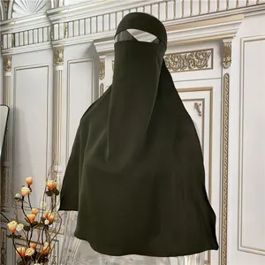 新斋月阿拉伯祈祷Khimar穆斯林阿拉伯简单伊斯兰妇女固体穆斯林套头衫面纱Niqab Nida面部覆盖物