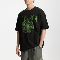 T-shirt en coton personnalisé pour homme, fabrication directe usine, 100 % coton, imprimé romantique marguerite en relief, coupe oversize, manches courtes