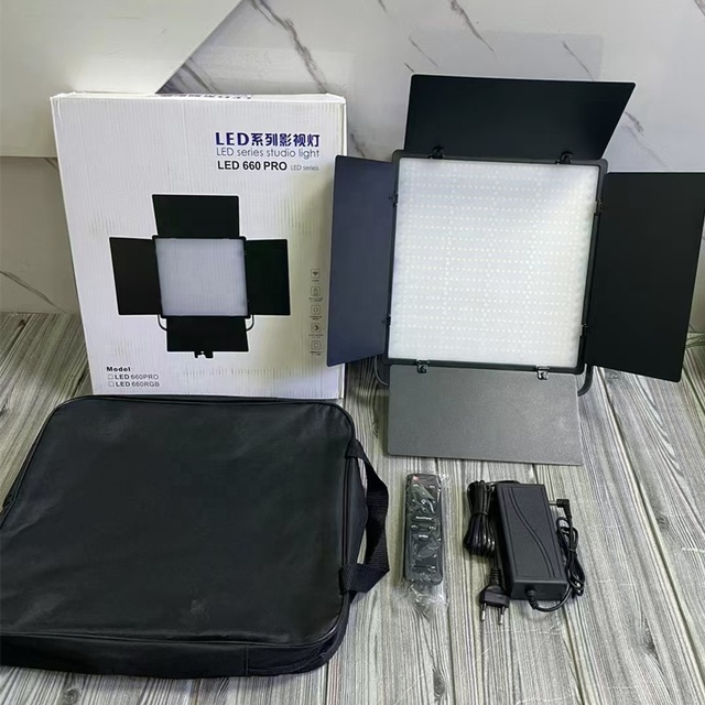 LED 660 PRO Professional Studio LED Light Metal Flat Panel Lamp Live Broadcast Photography Beauty Lighting Lights