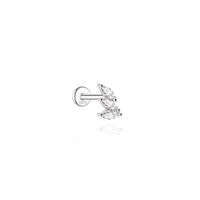Boucle d'oreille à tige plate en argent sterling S925 plaqué rhodium, moissanite VVS, hypoallergénique, pour cartilage, hélix