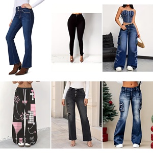 Pantalones Vaqueros Casuales de Algodón para Mujer, Estilo Mixto, Venta al por Mayor, Rasgados, de Cintura Alta, Rectos, Paquete Mixto, Surtido Aleatorio - Product Image 4