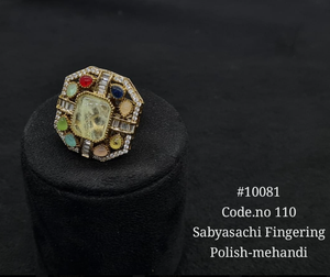 Sabyasachi Fingering Style Natural Stone Accessories Caret Plated Sabyasachi Fingering Jewelry Making <b>Craft</b> Components - Product Image 3
