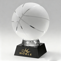 Trofeo de Baloncesto de Cristal Noble Sandblasting con Base Negra Grabada Personalizada, Premio Deportivo de Cristal para Recuerdo de Campeonato