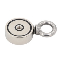 135KG 300Lbs N35 D60 Mm Neodymium Penyelamat Putaran Super Kuat Magnet Memancing Sisi Ganda dengan Baut Mata
