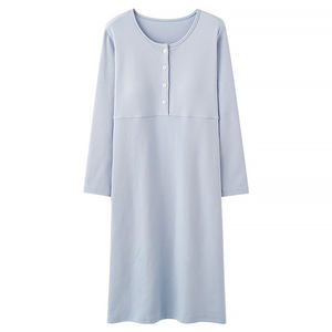 Camisón de maternidad de algodón puro al por mayor con almohadilla en el pecho pijama de <span class=keywords><strong>lactancia</strong></span> posparto medio y largo falda de hogar de confinamiento - Product Image 5