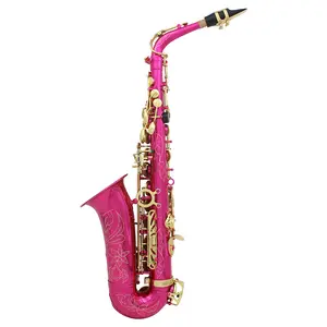 Saksofon Alto Warna Merah, Saksofon Cangkang Abalon dengan Tabung Ukiran