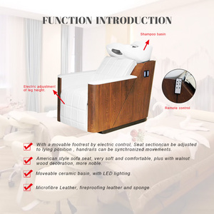 Silla eléctrica moderna de madera para salón de champú con cama facial, diseño rectangular para uso en hoteles - Product Image 4
