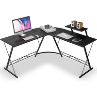 Bureau d'ordinateur double poste transfrontalier RW OT-A09 en MDF, style panneau minimaliste, bureau de gaming en L intégré
