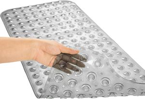 Tapis <span class=keywords><strong>de</strong></span> sécurité antidérapant YIJU extra long 40*16 pouces en PVC transparent pour baignoire et <span class=keywords><strong>douche</strong></span> avec ventouses et trous <span class=keywords><strong>de</strong></span> drainage lavables - Product Image 3
