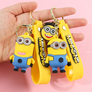 Cartoon Keychain <strong>Minion</strong> Despicable Me Cute Silicone Car Keychain Figurine American Style Gift Wholesale - Product Image 3