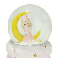 Enchanted Resin Moon Fairy Snow Globe-Décoration de bureau à veilleuse LED, cadeau de chambre magique pour les anniversaires et Noël des filles