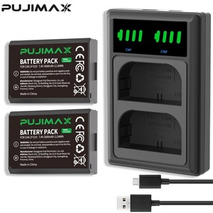 PUJIMAX 2 batteries d'appareil photo LP-E10 1600mAh avec chargeur double USB LCD pour <span class=keywords><strong>Canon</strong></span> EOS 1100D 1200D 1300D Kiss X50 X70 X80 Rebel T6 - Product Image 1