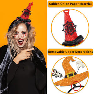 หมวกแม่มดฮาโลวีนแบบคาดศีรษะแบบใหม่สำหรับเทศกาลผีตกแต่งงานปาร์ตี้เต้นรำพร้อมหัวเข็มขัด - Product Image 2