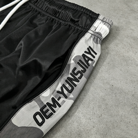 YYSY Short en nylon pour homme, coupe large, style rétro, sport et streetwear, avec blocs de couleur personnalisés et cordon de serrage élastique
