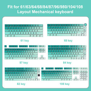 Juego de Teclas de Sublimación de Tinta PBT, Diseño <span class=keywords><strong>Español</strong></span>, Alemán e <span class=keywords><strong>ISO</strong></span>, 70% de Teclas, Teclas Botánicas de Ciprés para Teclado DIY - Product Image 2