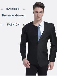 Biancheria intima termica nera a doppio strato da <span class=keywords><strong>uomo</strong></span> rotonda tinta unita invernale calda-30 tecniche traspiranti lavorate a maglia e stampate a buon mercato - Product Image 6