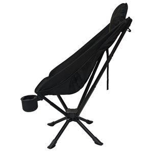 Chaise pliante pivotante à dossier haut pour le camping en plein air, en alliage d'aluminium, design moderne avec porte-gobelet en silicone et coussin pour la plage - Product Image 4