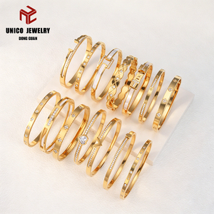 กำไลข้อมือแฟชั่นชุบทอง 18K PVD ไม่ลอก ไม่ดำ สำหรับผู้หญิง ขายส่งเพชร กำไลสแตนเลส - Product Image 2