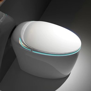<span class=keywords><strong>WC</strong></span> intelligent monobloc moderne à design incurvé, avec éclairage LED doux d'ambiance nocturne, ouverture et fermeture automatiques du couvercle, séchage à air chaud et bidet intégré - Product Image 3