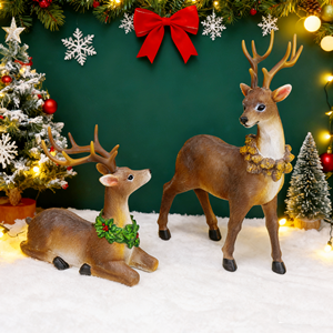 1 Juego de Adornos Navideños, Figura de Alce, Estatua de Reno Navideño de Resina para Decoración Festiva - Product Image 3