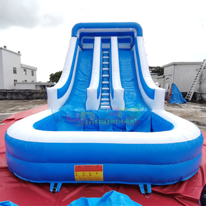 Tobogán acuático inflable comercial de doble carril para niños con piscina y castillo inflable acuático para centro de entretenimiento al aire libre - Product Image 1