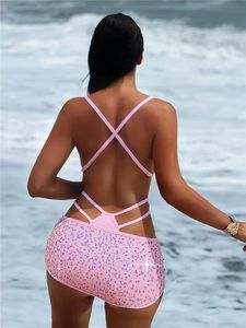 Traje de Baño PEEQI 6777 con Falda de Lentejuelas, <span class=keywords><strong>Mini</strong></span> Tanga Extrema, Traje de Baño de Una Pieza para Mujer, <span class=keywords><strong>Monokini</strong></span> Femenino, Traje de Baño sin Espalda - Product Image 3