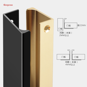 Aluminum Profile Long Wardrobe <strong>Dresser</strong> Pull Kitchen Drawer <strong>Knobs</strong> Hidden Kitchen Cabinets Door Handles for Furniture Gold Black - Product Image 5