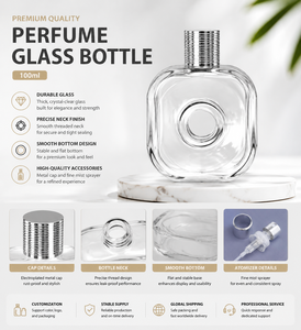 Botella <span class=keywords><strong>de</strong></span> Vidrio Transparente Cuadrada para Licores, Diseño Ergonómico Personalizado, Botella para Whisky, Licores y Bebidas Espirituosas con Cuello Prensado - Product Image 5