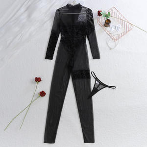 Nuova Lingerie Alla Moda Bodystocking <span class=keywords><strong>Body</strong></span> Modellante e Snellente con Ricami, Cerniera e Maniche Lunghe Trasparenti - Product Image 6