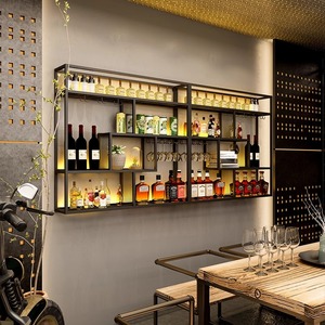 Porte-bouteilles mural en fer rouge de style industriel, support à verres à vin suspendu pour la maison, le restaurant, le <span class=keywords><strong>comptoir</strong></span> de bar, le style de bar - Product Image 1