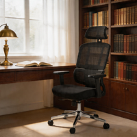 Chaise de bureau ergonomique professionnelle en maille avec appui-tête réglable, dossier haut, pivotante, pour le bureau à domicile