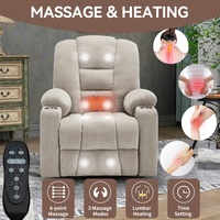 Fauteuil inclinable électrique beige en chenille, 350 lb, avec deux ports USB, porte-gobelets, montage facile sans outils