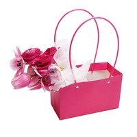 Tas Hadiah Buket Bunga Macaron, Tas Bunga Kertas Persegi Panjang, Tas Tangan 9 Warna untuk Pesta Pernikahan Ulang Tahun, 22x11x14cm