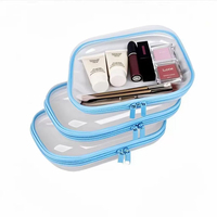 Boîte de rangement rigide en PET transparente avec fermeture éclair, étanche, pour vêtements à domicile, sac de rangement portable, commande en gros
