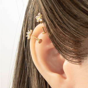 Anneau de lèvre et clou d'oreille <span class=keywords><strong>en</strong></span> Titane F136, motif Fleur, renversé, renard à neuf queues, papillon, à filetage interne - Product Image 4