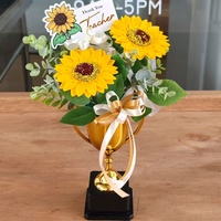 Aierflorist Nouveauté Fête des Enseignants : Trophée Créatif Fait Main en Plastique Doré, Style Tendance pour Composition Florale DIY