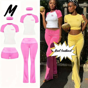 <span class=keywords><strong>Ensemble</strong></span> de vêtements pour femmes avec logo personnalisé 2026, chemises à manches raglan, <span class=keywords><strong>pantalon</strong></span> évasé, vêtements de détente en coton, <span class=keywords><strong>ensemble</strong></span> de <span class=keywords><strong>pantalon</strong></span> 2 pièces pour femmes - Product Image 1