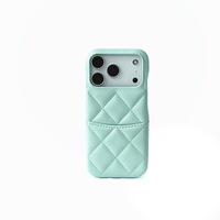 Coque de téléphone portable pour 17 Pro Max 16/15 Pro, design diamant, porte-cartes, protection de l'appareil photo, résistante aux chutes, couleur unie