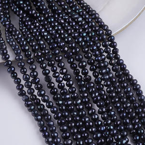 Perles d'eau douce naturelles en vrac de 6-7/8/9 mm, perles noires semi-finies pour la fabrication de colliers et de bracelets en DIY - Product Image 3