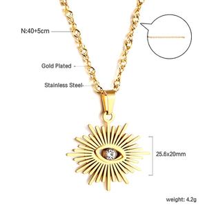 Collar de Sol con Diamantes de Acero Inoxidable y Chapado en Oro de 18k, Joyería de Moda para Hombre, Collar con Colgante Hip Hop para Hombres - Product Image 2