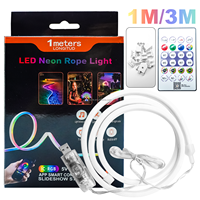 Bande LED néon flexible intelligente en PVC souple, étanche, avec télécommande USB APP BT, pour extérieur, chambre à coucher, lumière néon LED magique de couleur