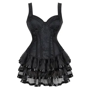 Gothique Sexy Corsets pour Femmes Plus Size Overbust Burlesque Costume Bretelles Corset et jupe Ensemble Tutu Corselet Fashion Gowns - Product Image 1