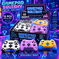 Lot de 12 jouets anti-stress souples en PU en forme de manette de jeu, à remontée lente, en boîte de présentation
