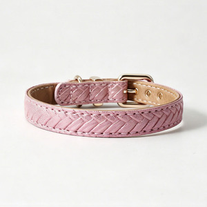 Luxury Woven Leather Dog & Cat <b>Collar</b> Adjustable Soft Neck Strap with High-quality Hardware Modern Simple Fashionable <b>Pet</b> <b>Collar</b> - Product Image 1