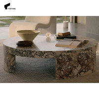 Table basse en marbre vert naturel exquis atmosphérique personnalisable de Tostone pour la décoration intérieure et extérieure